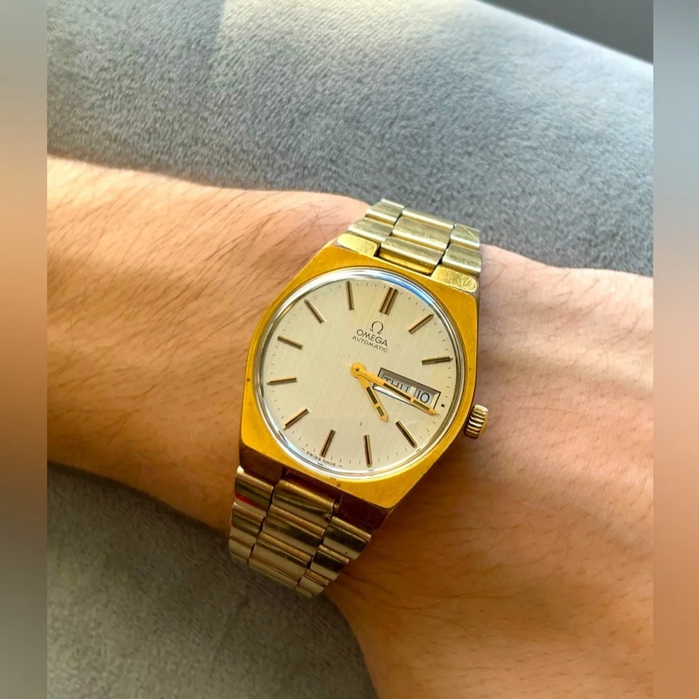 Omega Gold-Tone Men's Automatic Watch with Silver Dial
